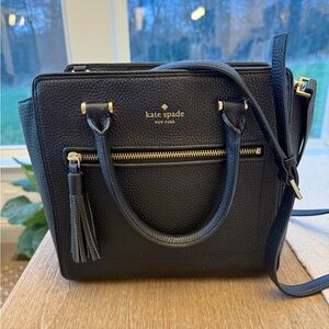 Kate Spade Allyn Black Pebbled Leather Satchel Crossbody